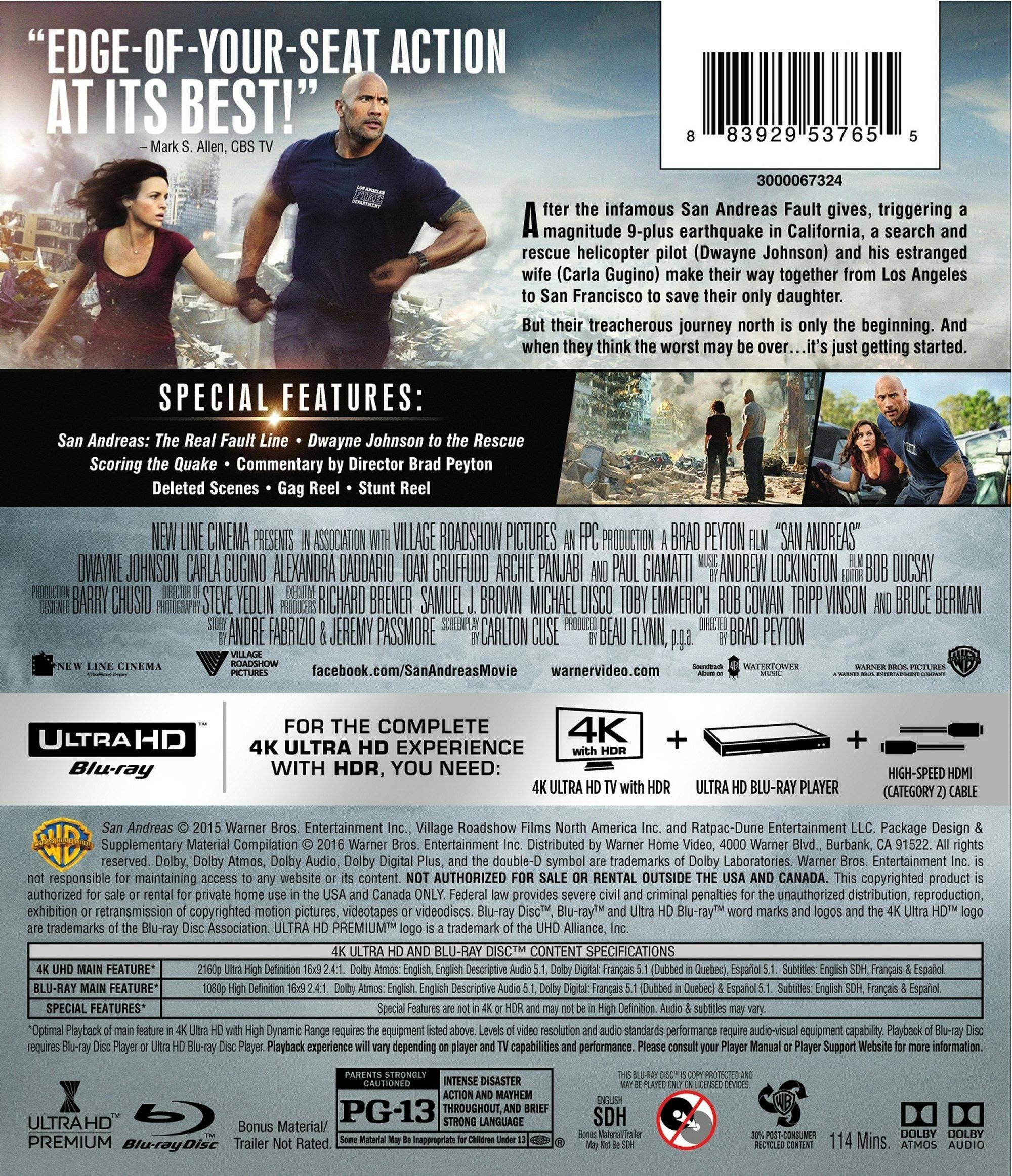 Back. San Andreas   - 4K Blu-Ray.