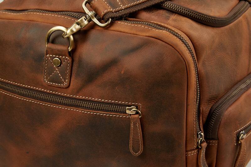 Alt View 5. Luxorro - Leather Duffel Bag For men. 30 Inch - Dark Brown.