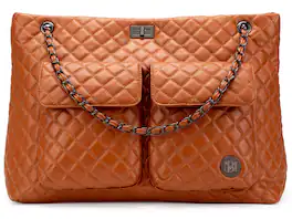 Badgley Mischka - Diana XL Quilted Vegan Leather Weekender Duffel Bag - Brown