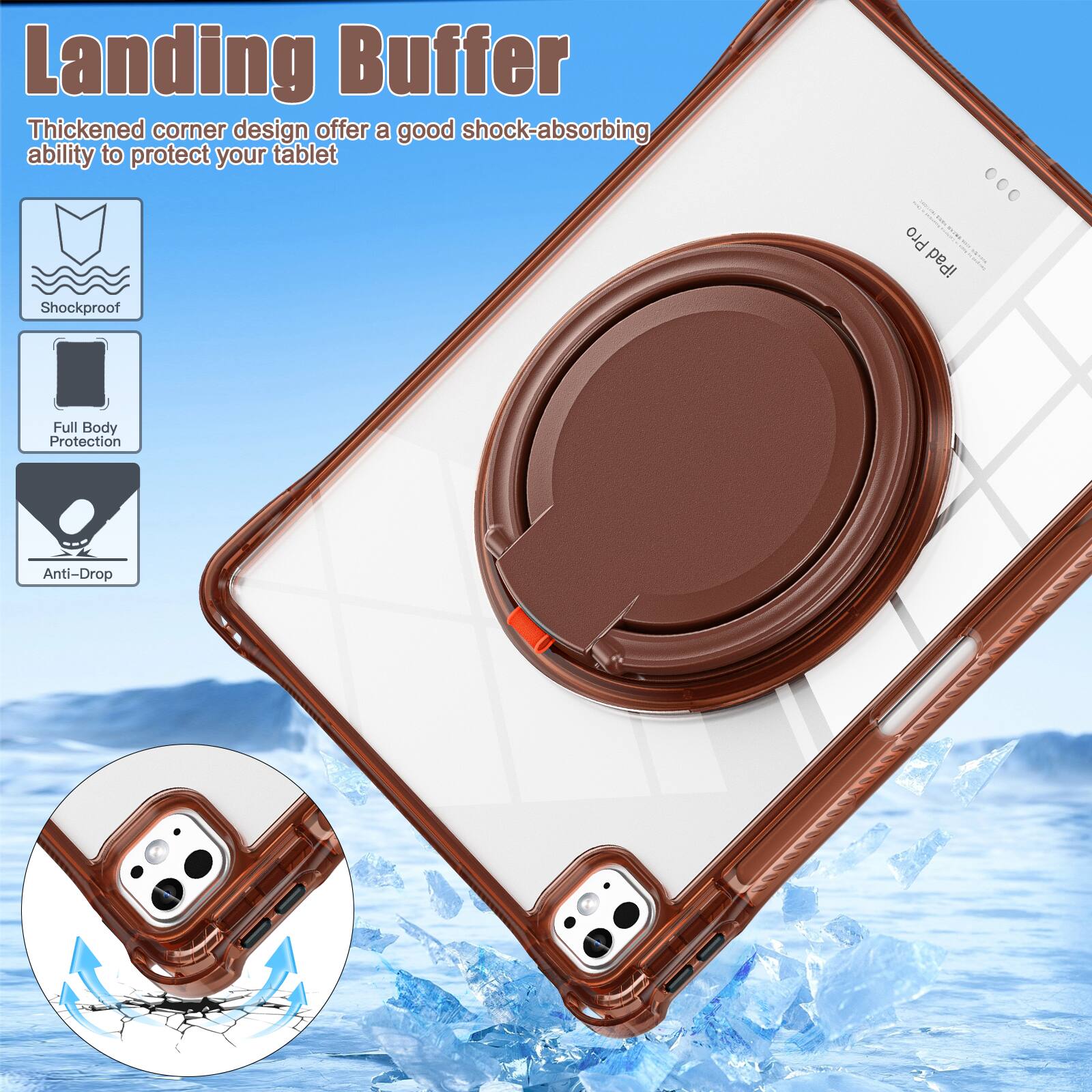 Landing Buffer

Thickened corner design offers a good shock-absorbing ability to protect your tablet

Shockproof
Full Body Protection
Anti-Drop