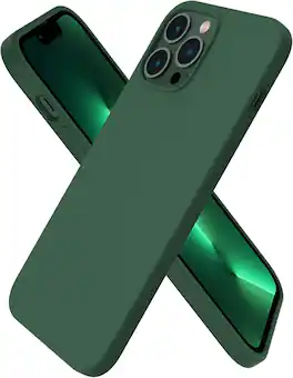 Ornarto - Compatible with iPhone 13 Pro Max Case 6.7", Slim Liquid Silicone 3 Layers Full Covered Cover - Clover Green