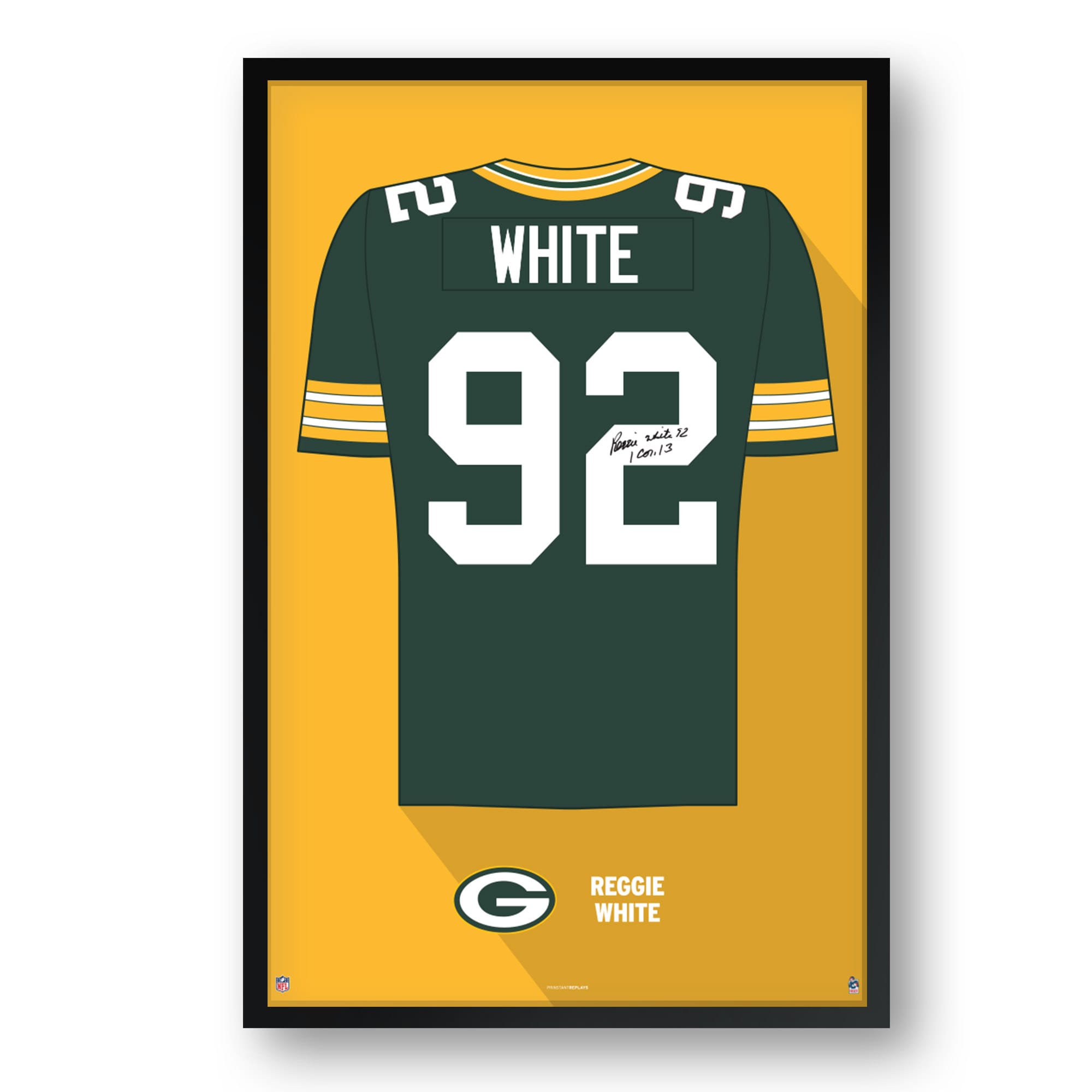 Reggie White Green Bay Packers Framed 14" x 20" Retired Jersey Art Print