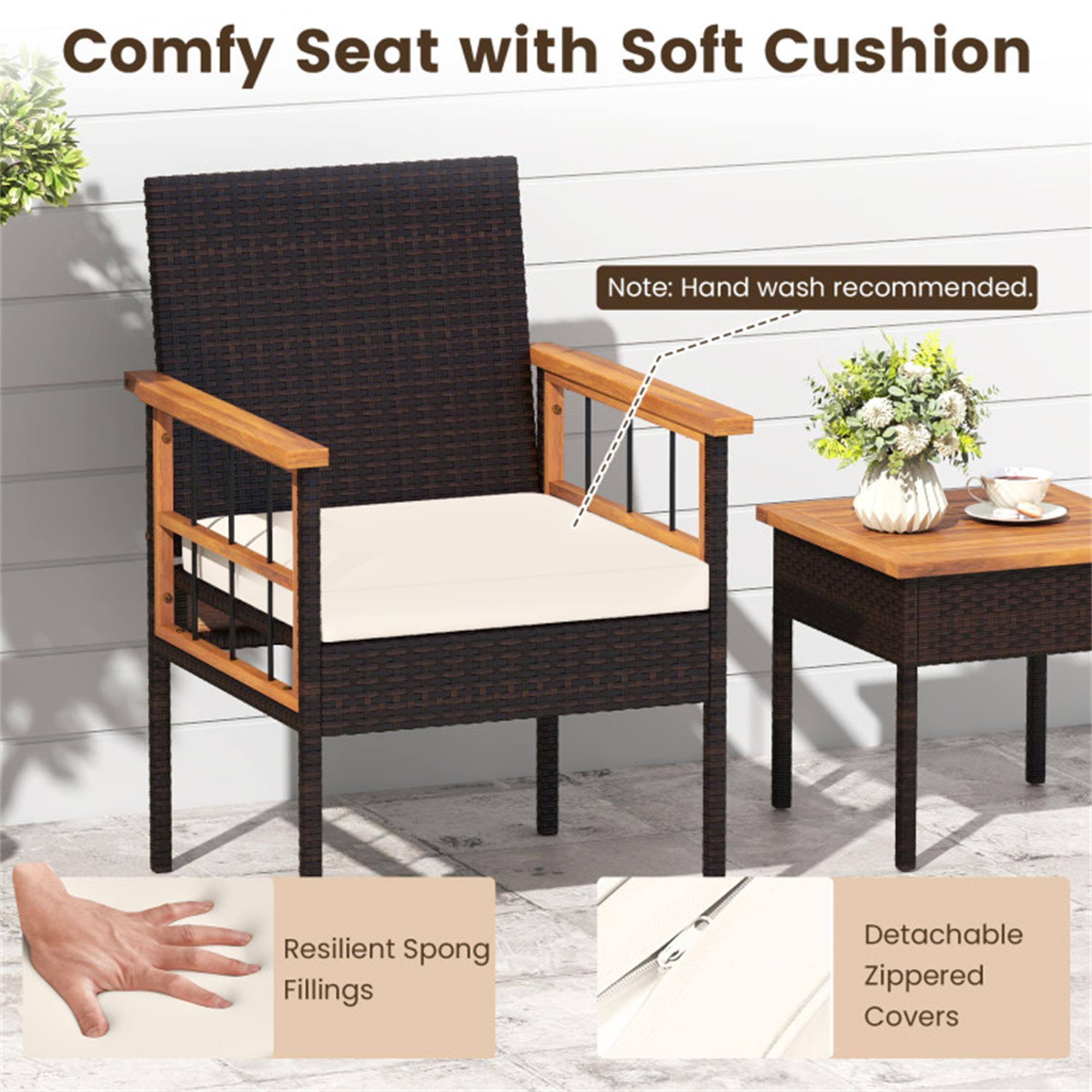 Comfy Seat with Soft Cushion

Note: Hand wash recommended.

Resilient Sponge Fillings

Detachable Zippered Covers