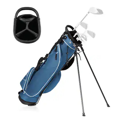 Front. Costway - Costway Blue Golf Stand Cart Bag Club with Carry Organizer Pockets Blue - Blue.