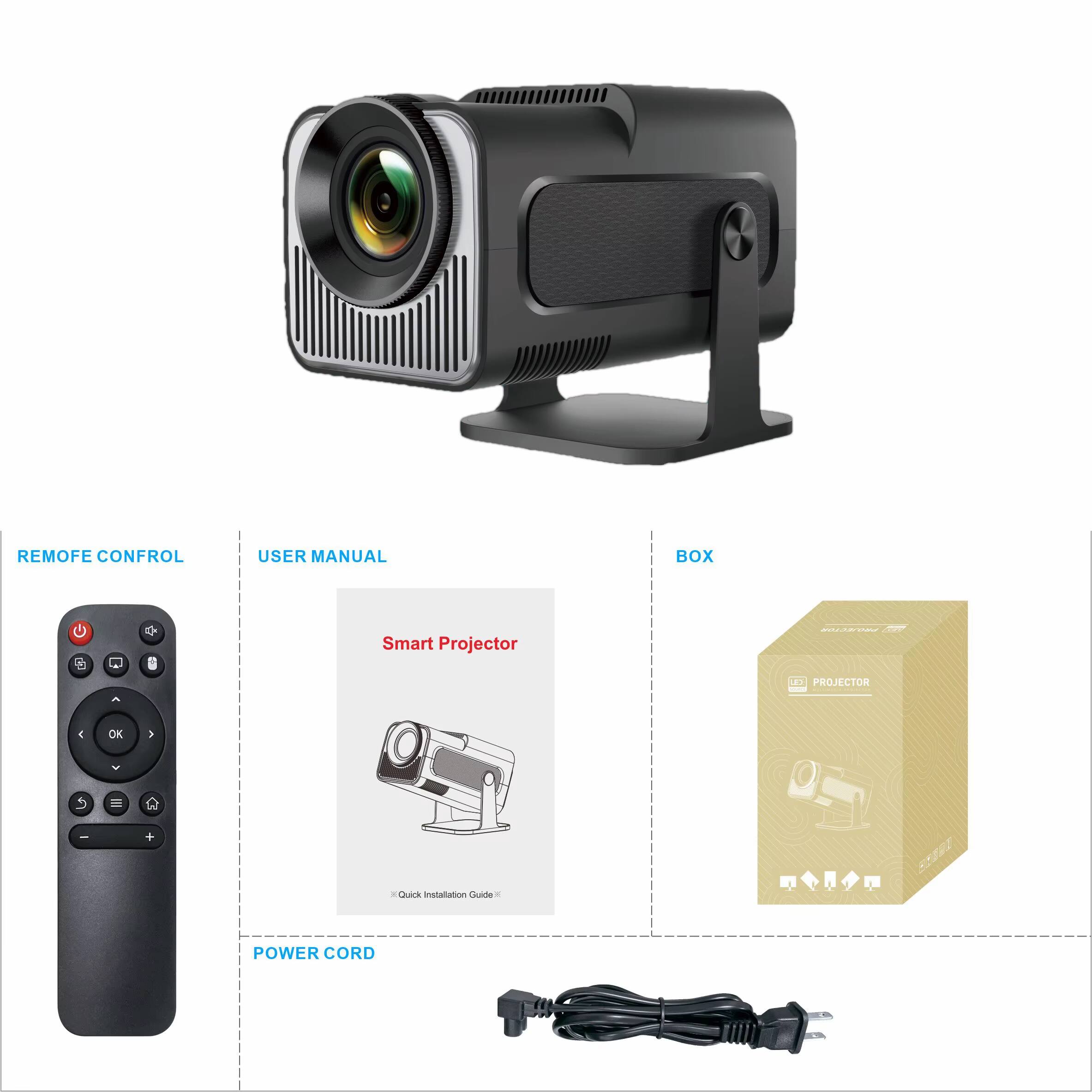 REMOTE CONTROL  
USER MANUAL  
BOX  
POWER CORD  

Smart Projector  
Quick Installation Guide  

Click navigation to start  
POWER CORD