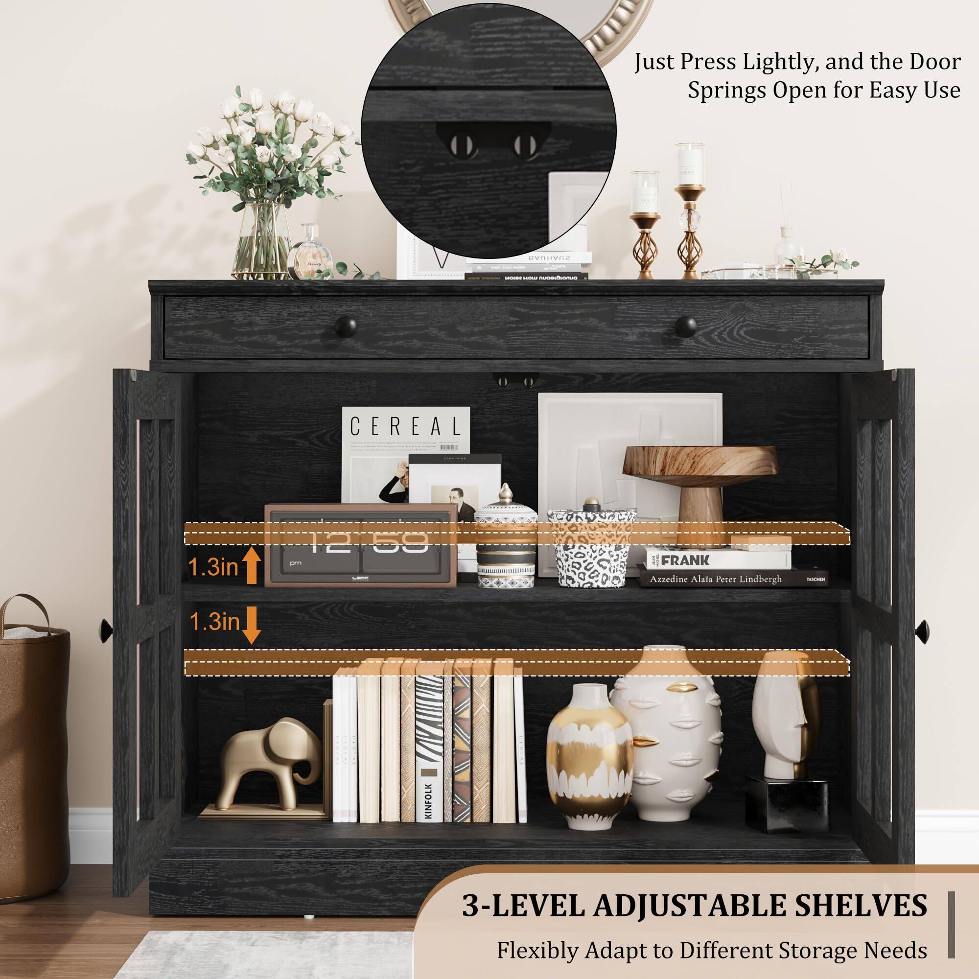 Just Press Lightly, and the Door Springs Open for Easy Use

CEREAL

FRANK
Azedine Alaïa Peter Lindbergh

3-LEVEL ADJUSTABLE SHELVES
Flexibly Adapt to Different Storage Needs

1.3in

1.3in