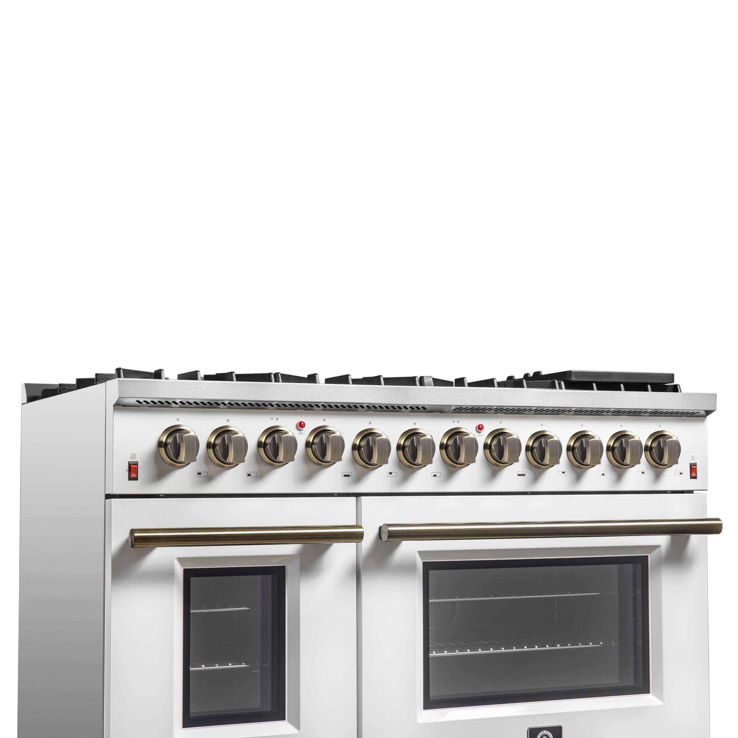 Alt View 8. Forno Appliances - 48 in. Wide 8 Burner Galiano 6.58 Cu. Ft. Freestanding Dual Fuel Range with Convection Oven and Griddle - White Door.