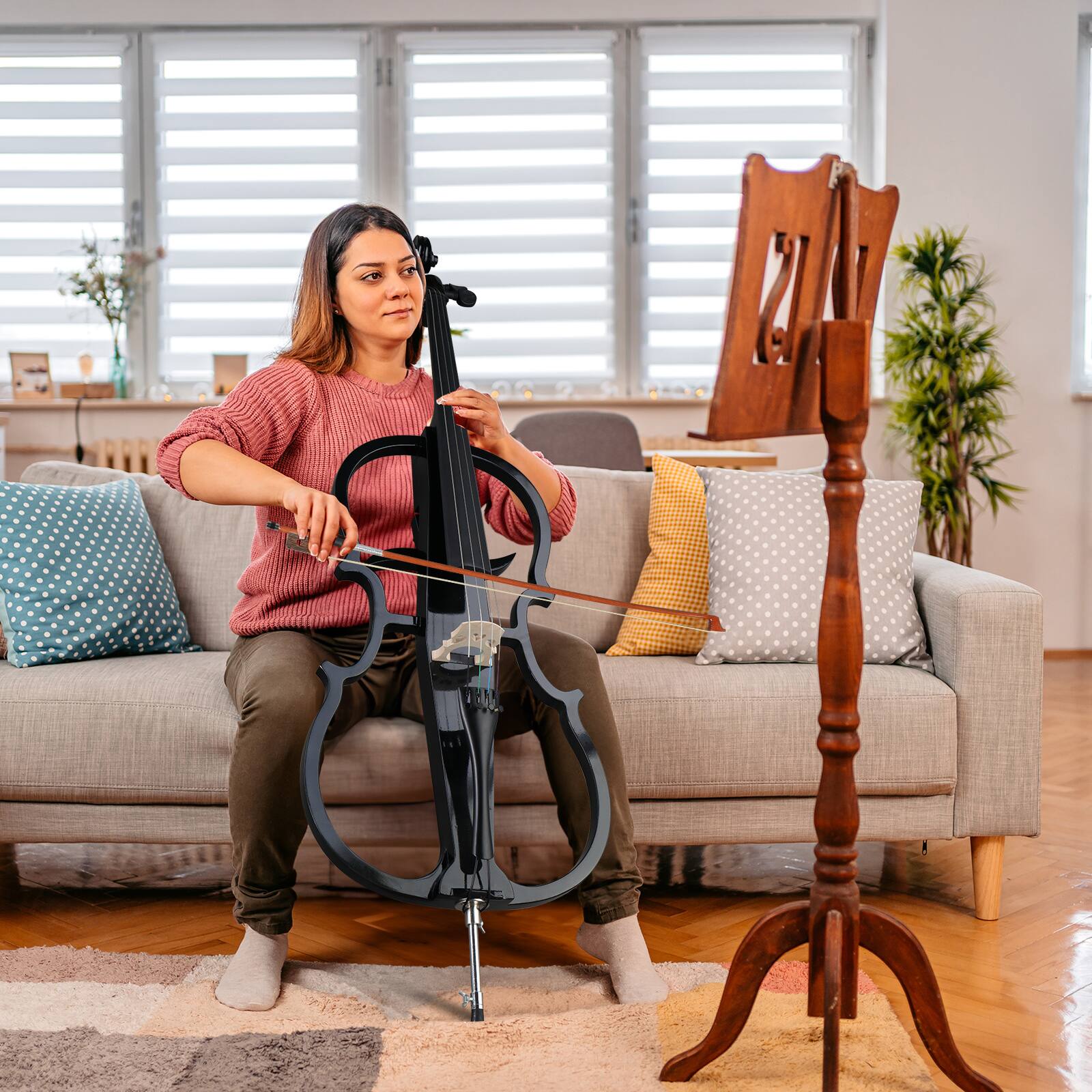 Back. Winado - School Full-Size Cello,Electric Cello Kit,for Adults & Kids Musical Instruments.