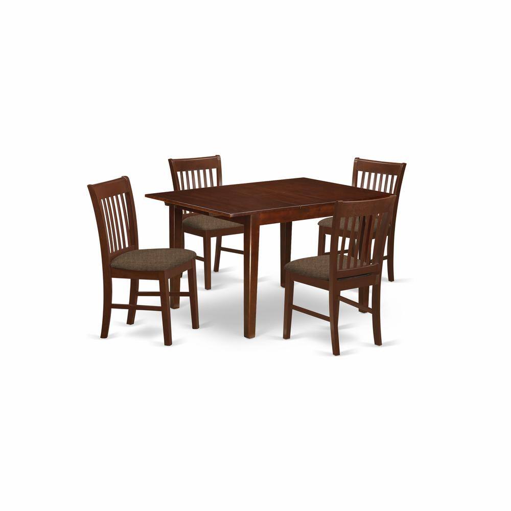 Back. East West Furniture - MLNO5-MAH-C 5 Pc Kitchen nook Dining set-small Dining Tables and 4 Dining Chairs - Mahogany.