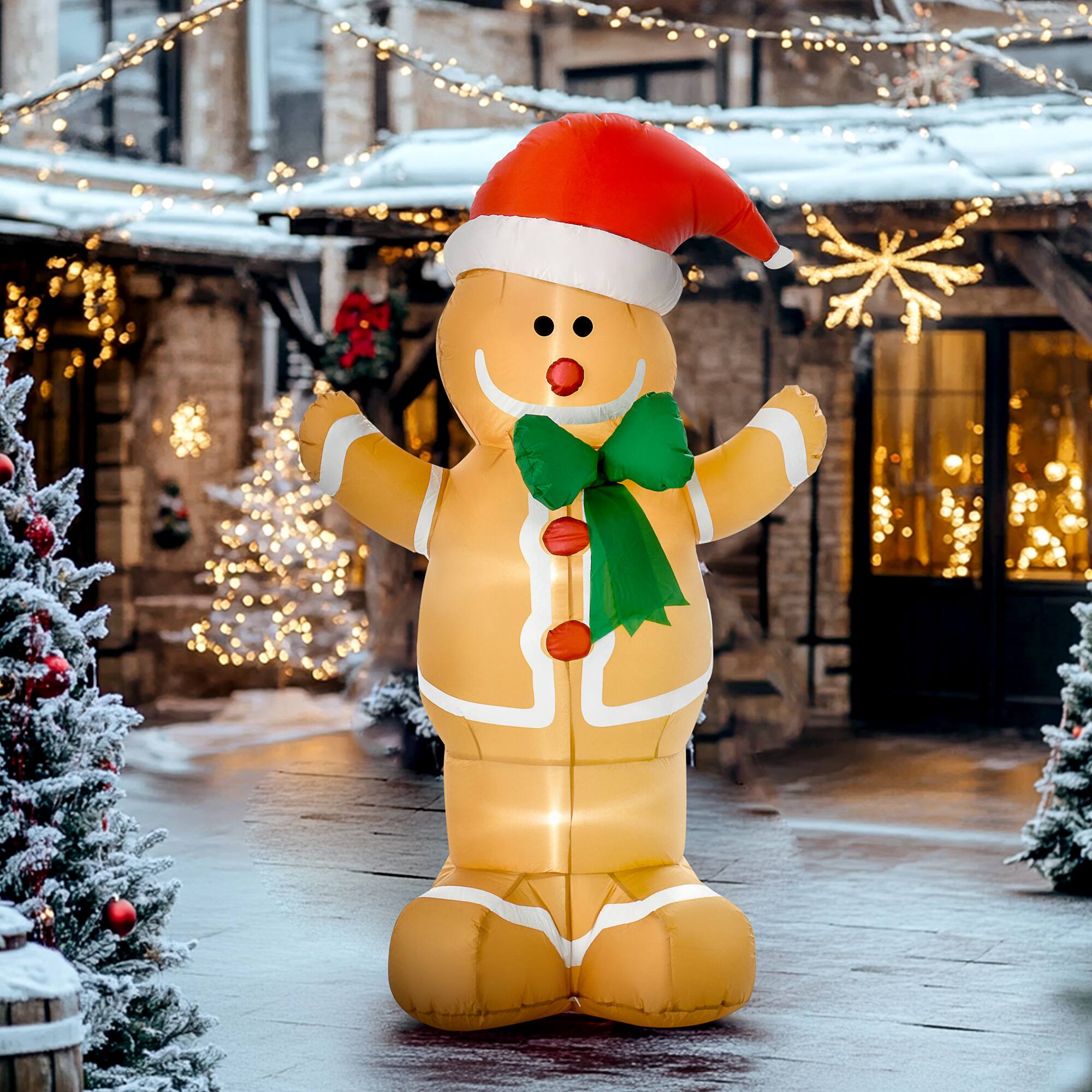 Alt View 1. Homcom - 6ft Christmas Inflatable Gingerbread Man, Outdoor Blow-Up Yard Decoration with LED Lights Display - Multi-colored.