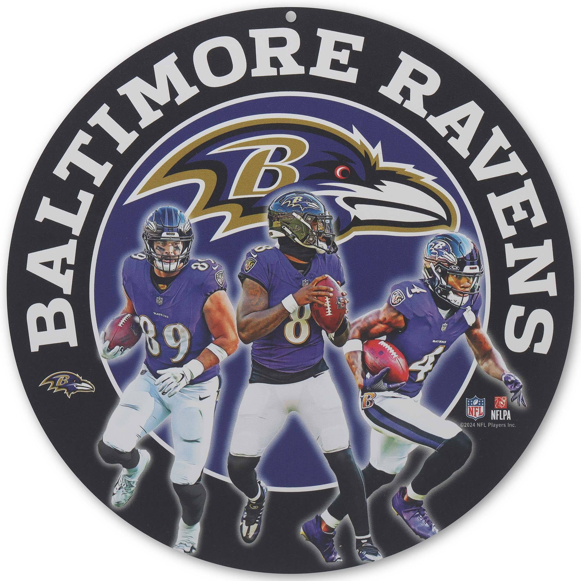 Baltimore Ravens Team Stars 11" Round Metal Sign