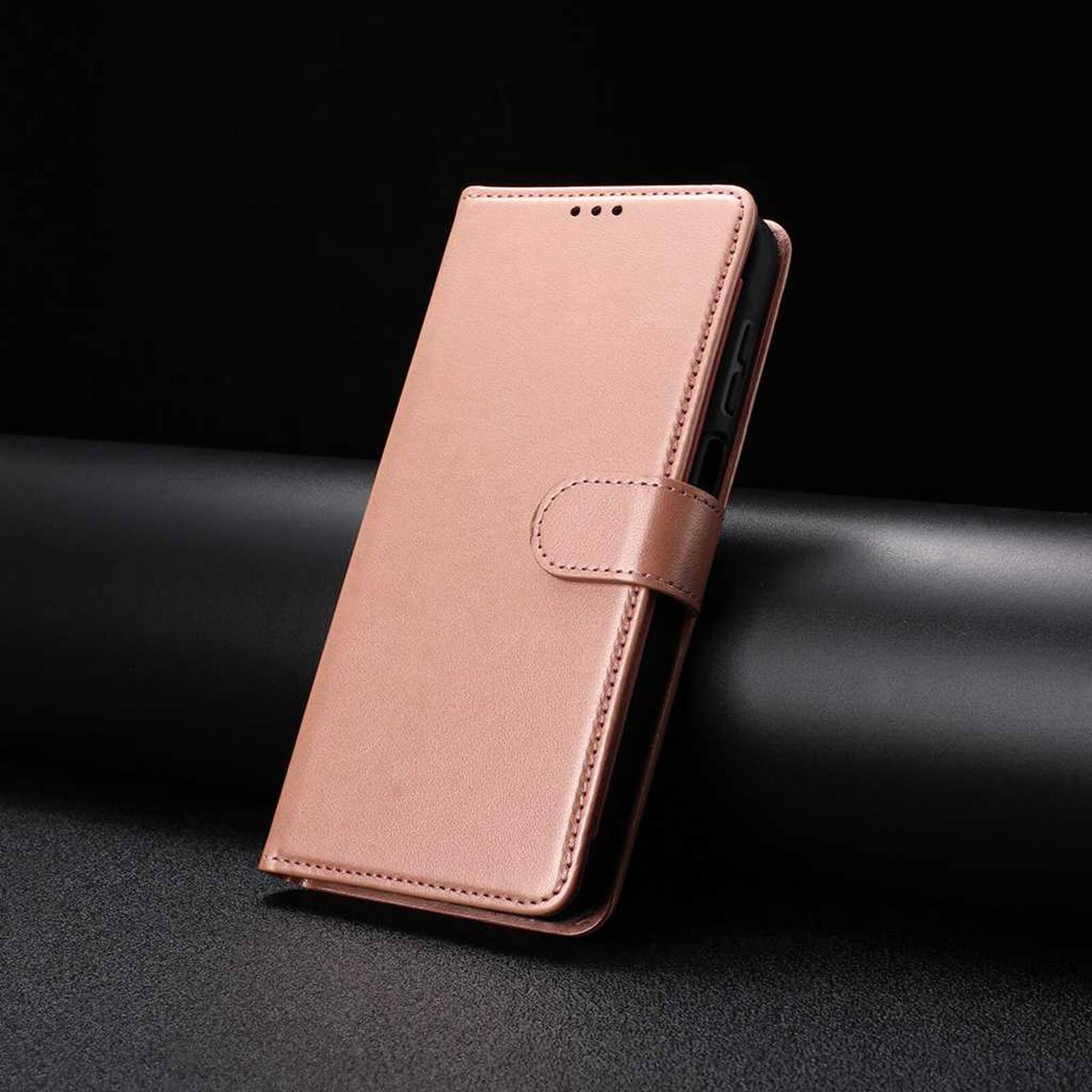 Alt View 1. Dteck - Dteck Wallet Folio Case for Apple iPhone 17 Pro, Shockproof Magnetic PU Leather Flip Card Slots Stand Case - Rosegold.