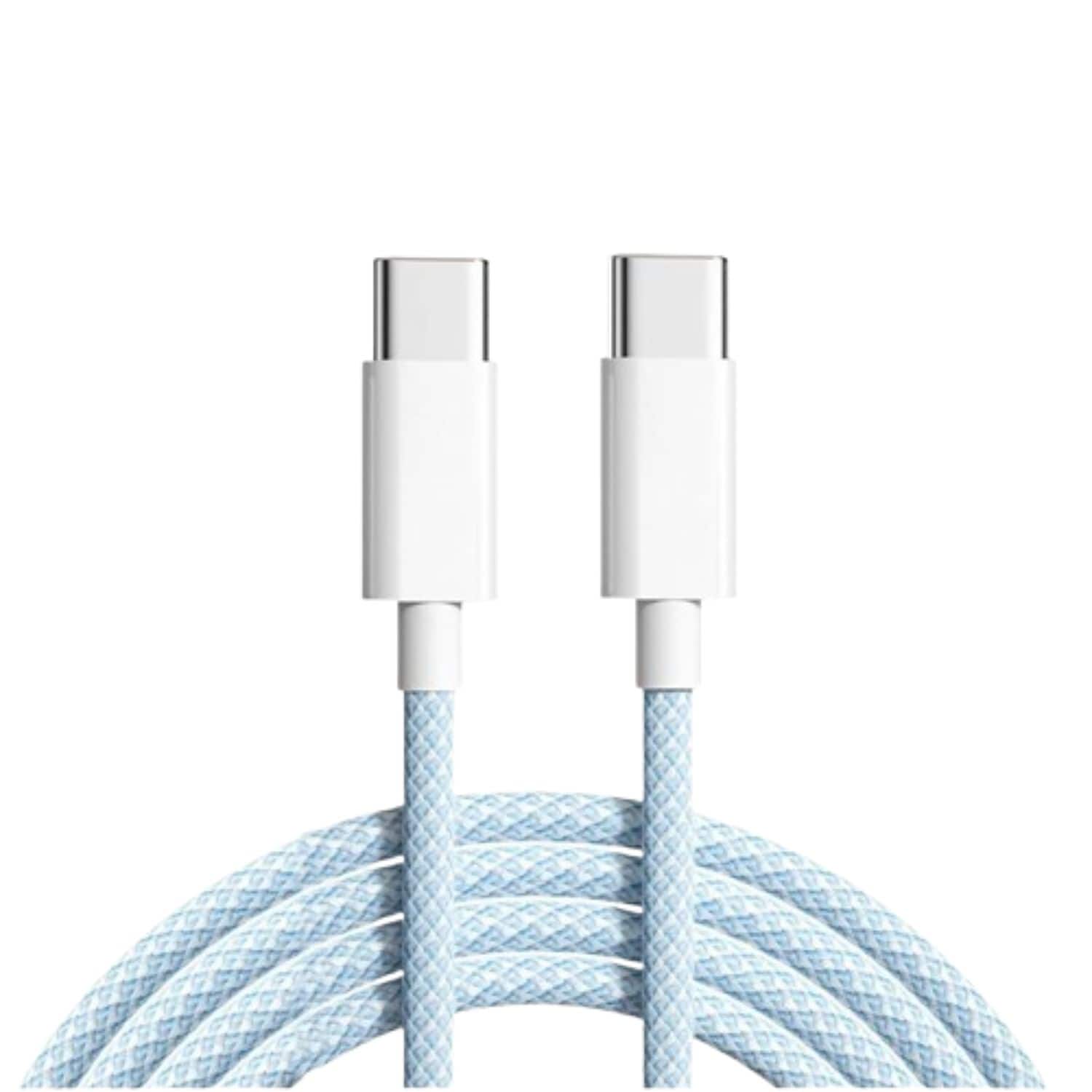 Front. Stock Preferred - USB-C to USB-C Nylon Fast Charging Cable (2m) for iPhone 15, Samsung, MacBook.