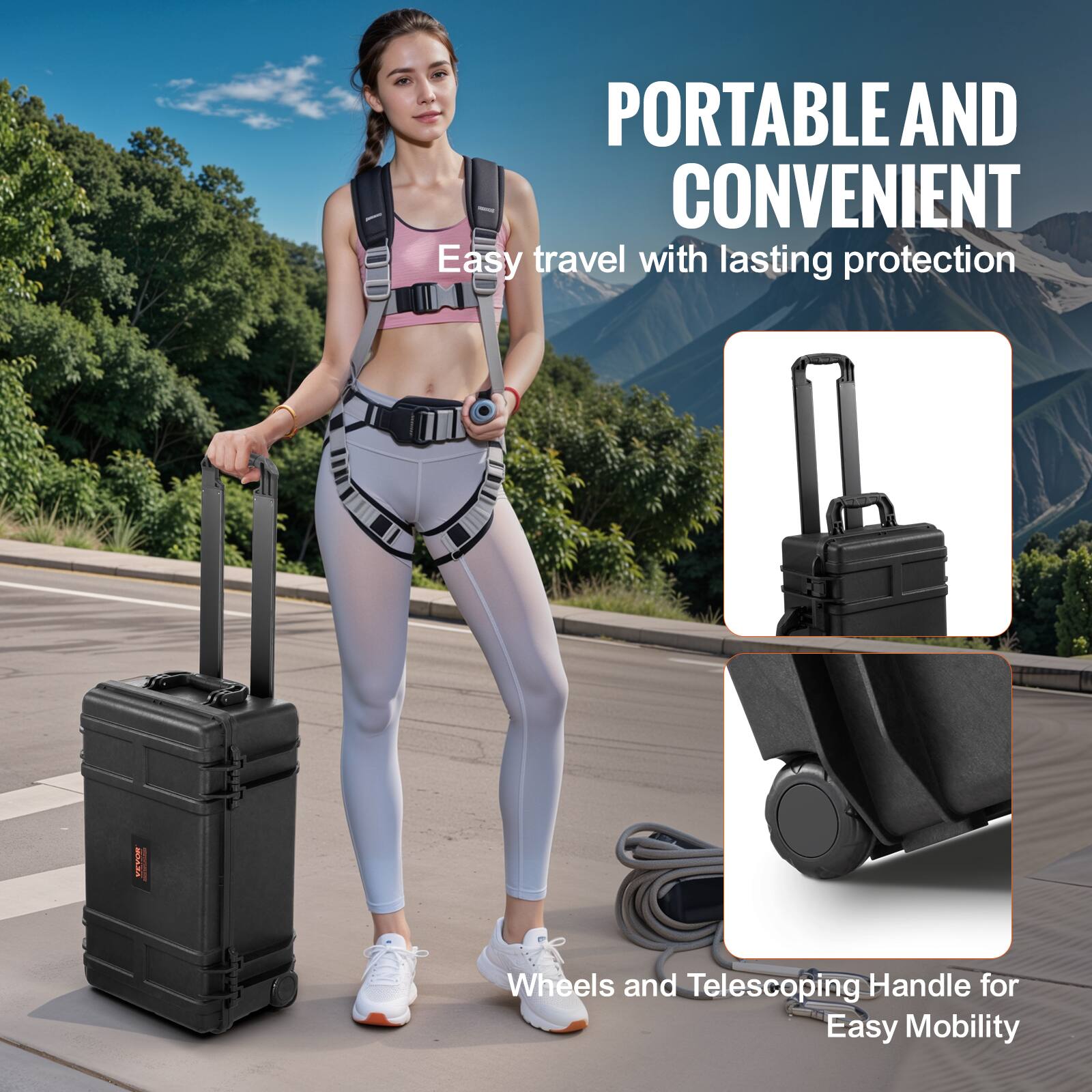 PORTABLE AND CONVENIENT  
Easy travel with lasting protection  

Wheels and Telescoping Handle for Easy Mobility