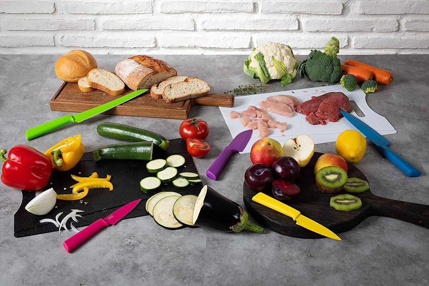 Alt View 3. Kuhn Rikon - Non-Stick Straight and Serrated Paring Knives with Safety Sheaths, Set of 2 - Multicolored.