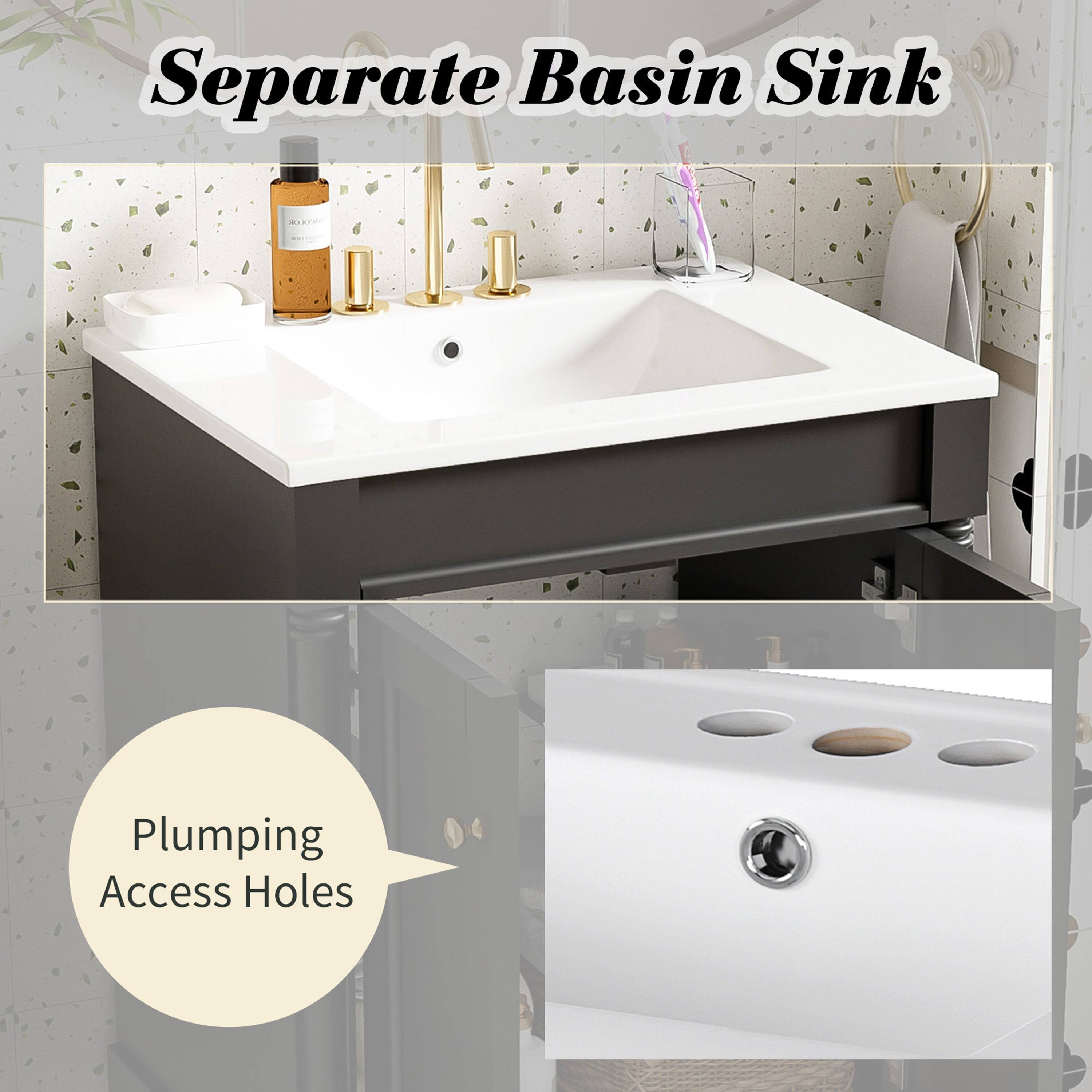 Separate Basin Sink  
Plumbing Access Holes