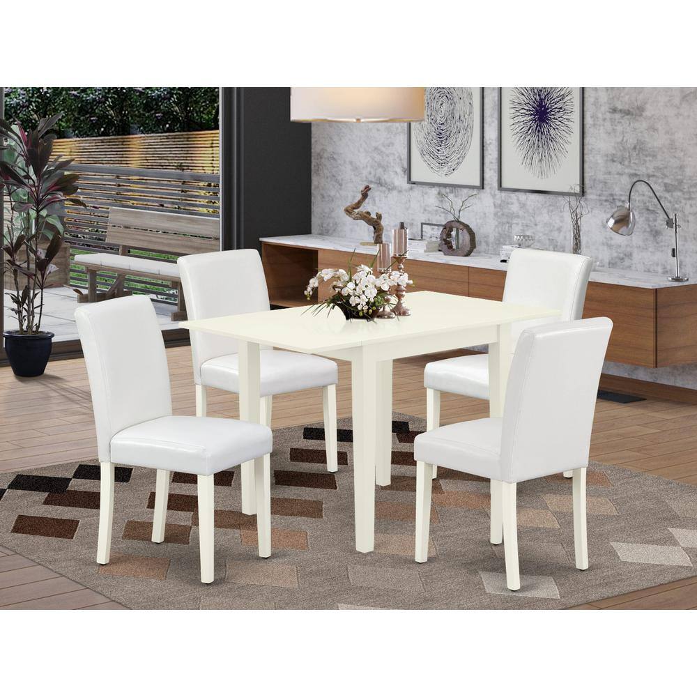 Angle. East West Furniture - East West Furniture 5-Piece Table Set-A Wood Dining Table and 4PU LeatherDining Room Chairs with High Back - Linen - Multi-Color.