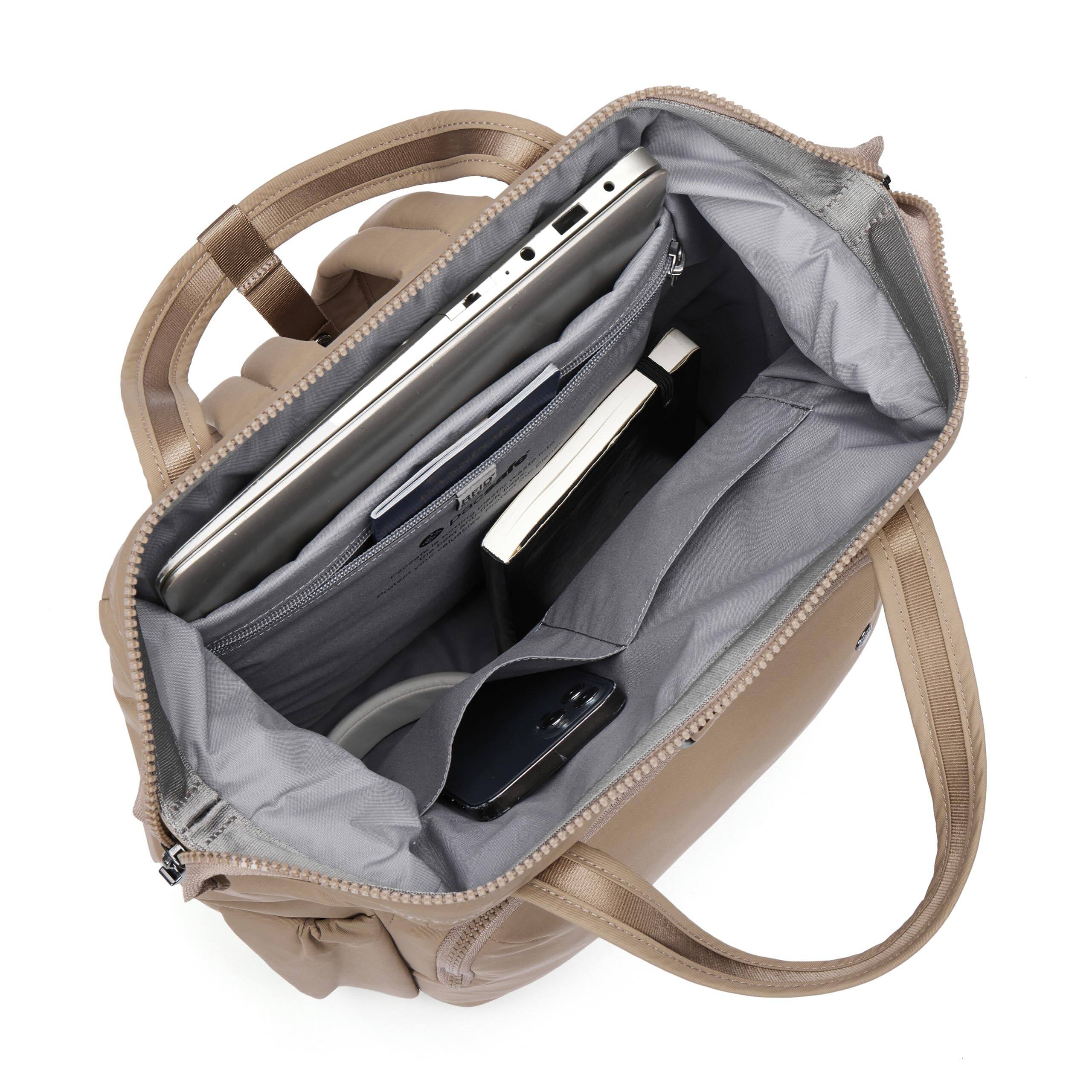 Alt View 1. Pacsafe - Citysafe CX Anti Theft 17L backpack - Taupe.
