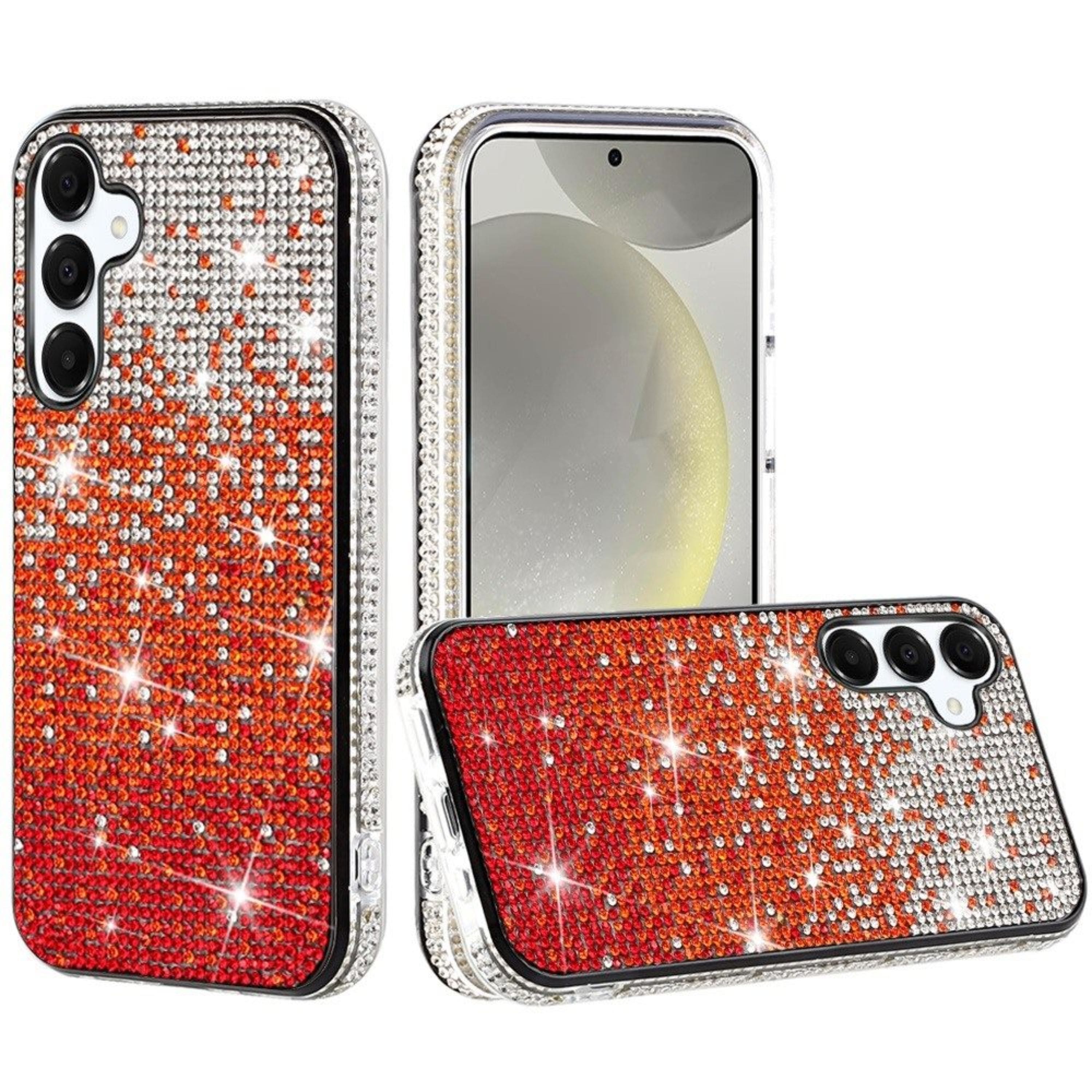 Kitcheniva - Party Full Bling Diamond Phone Cover Plus Tempered Glass For Samsung S25 Plus/S24 Plus - Red price history on PriceWatchPro