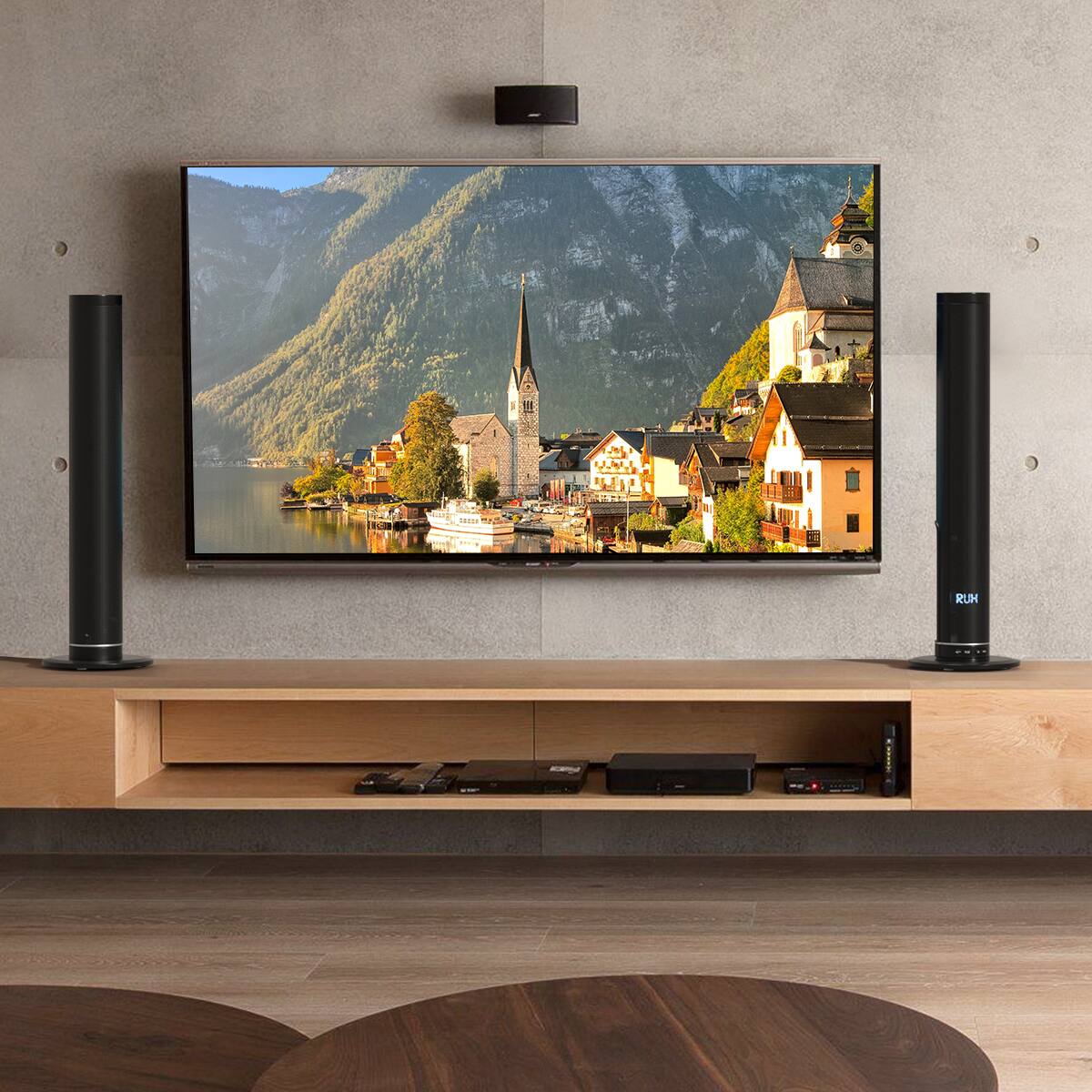 Left. Topteng - LP-1807 2.0CH Detachable Sound Bar with Wireless Subwoofer - Bluetooth 5.0, HDMI/OPT/AUX/USB, for Home Theater TV​ - Black.