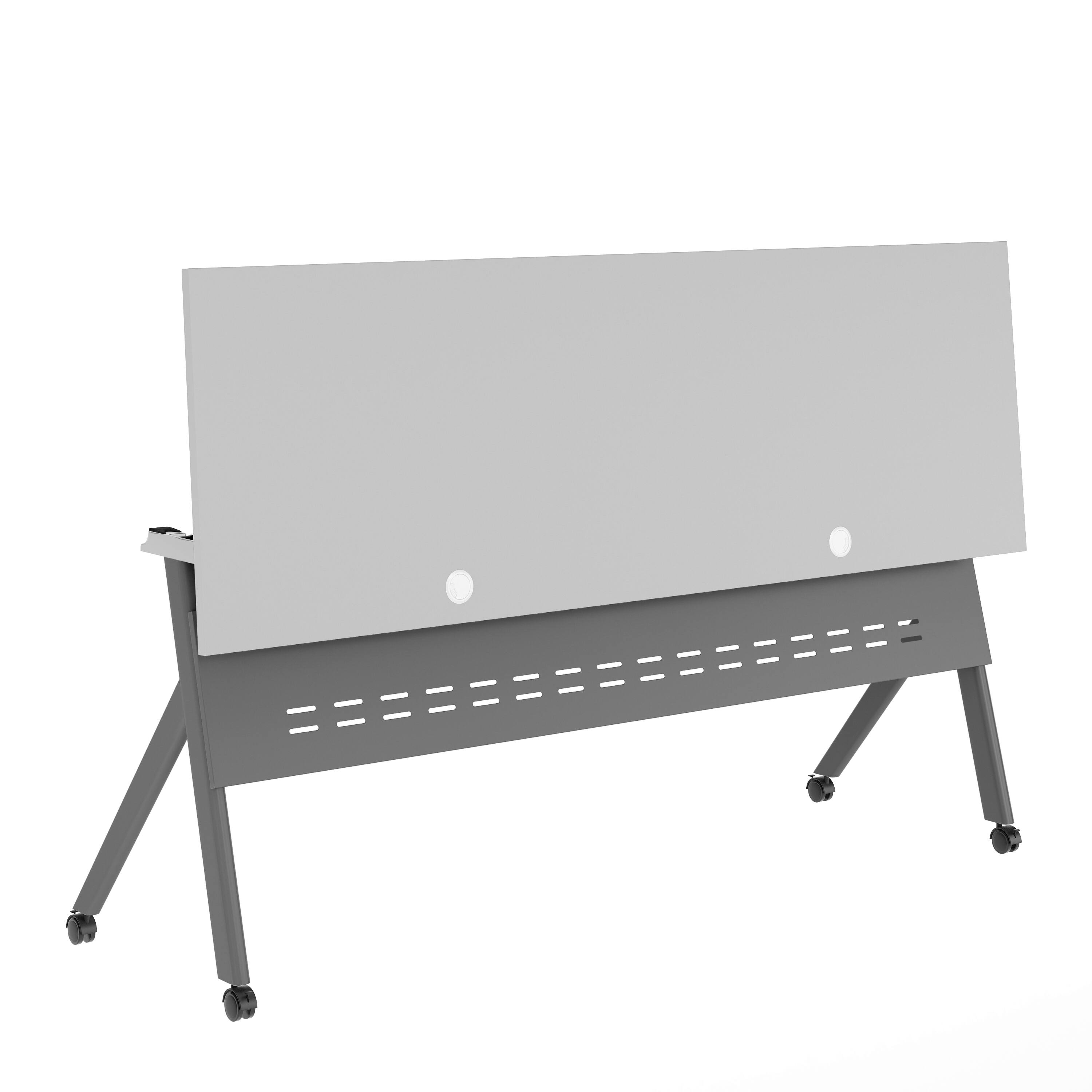 Alt View 8. Emma + Oliver - Griffin Heavy-Duty Flip Top Training Table with Nesting Design, Privacy Panel, Y-Legs, Tabletop, Metal Frame - Gray Top/Gray Frame.