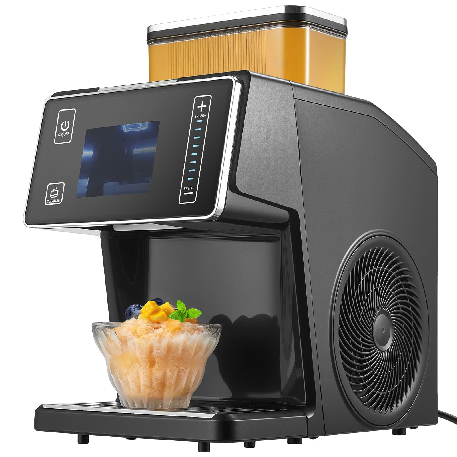 Siljoy - Snowflake Ice Machine 44LBS/24H Ice Maker Ice-Shaver with Stainless Steel Blade Electric Snow Cone Maker 0.2 Gal Tank - Black