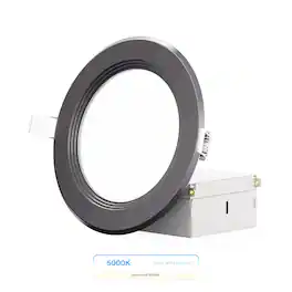 Infibrite - 4 In. Ultra-Thin Recessed LED Downlight 9W 750LM Daylight Wet Rated, Triac Dimmable Trim 6-Pack - Black