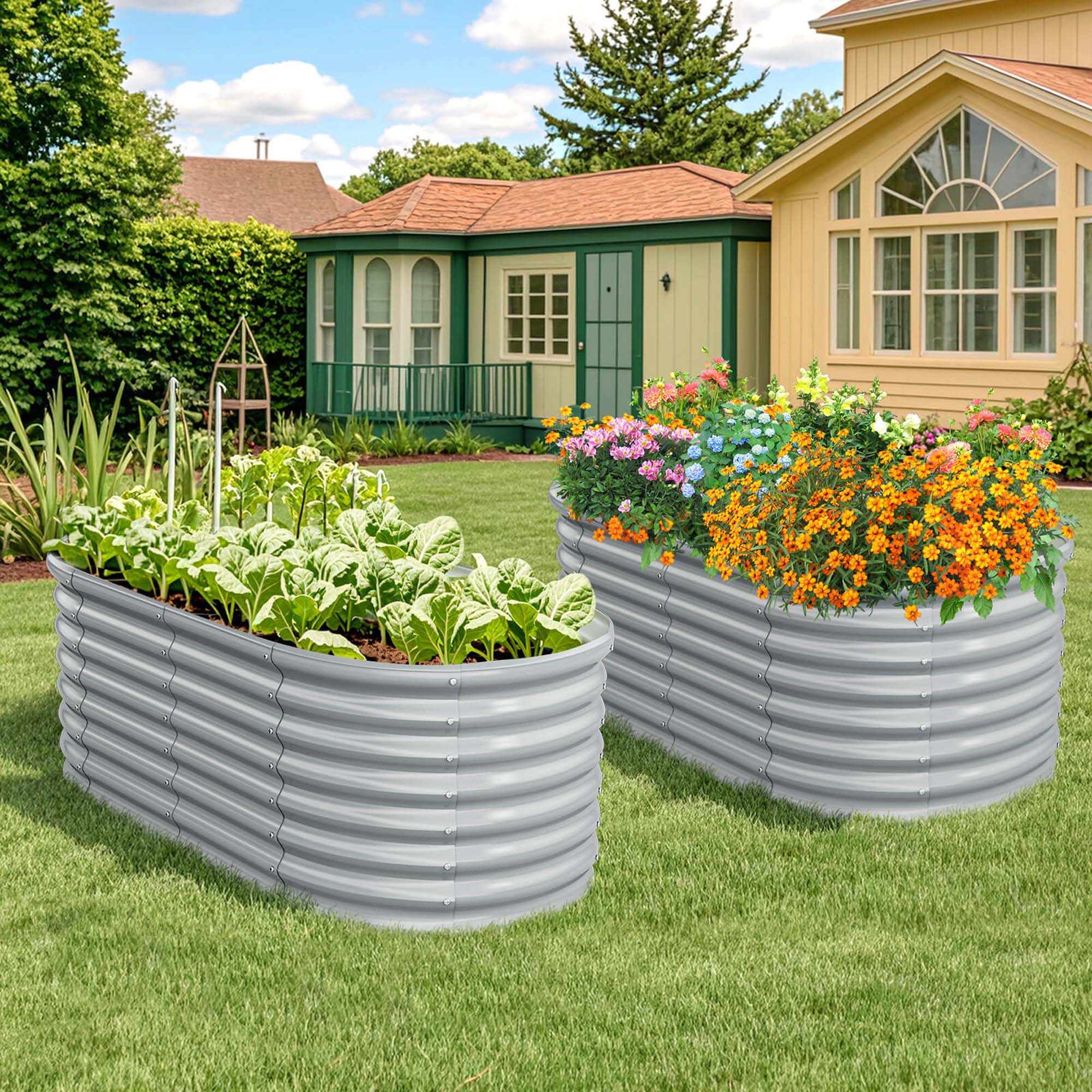 Alt View 8. Costway - Costway Raised Garden Bed Kit Planter Raised Garden Boxes Outdoor 65" x 32" x 24" - Gray.