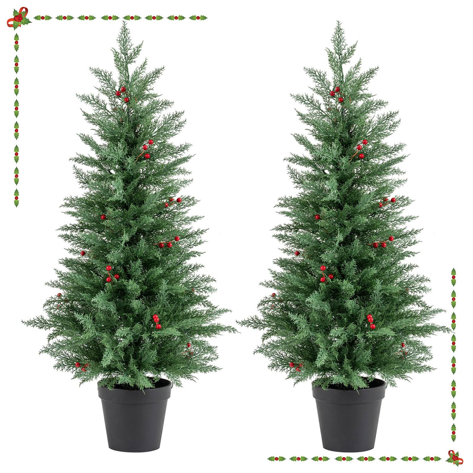 Gymax 2 Packs 4 FT Pre Lit Christmas Trees w/Warm White LED Lights ...