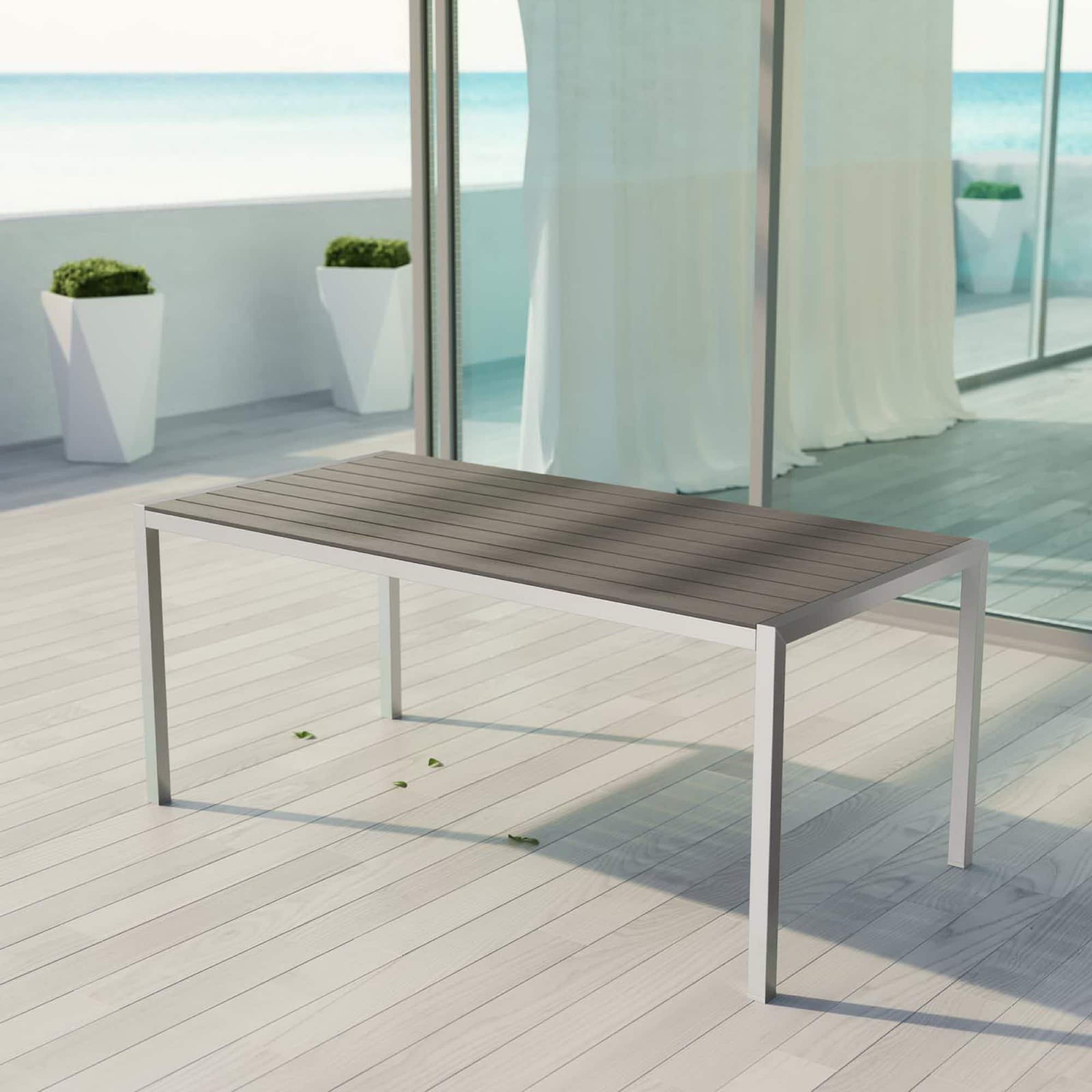 Shore Outdoor Patio Aluminum Dining Table by Modway - Silver Gray