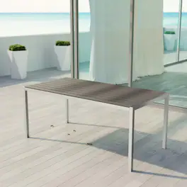 Shore Outdoor Patio Aluminum Dining Table by Modway - Silver Gray