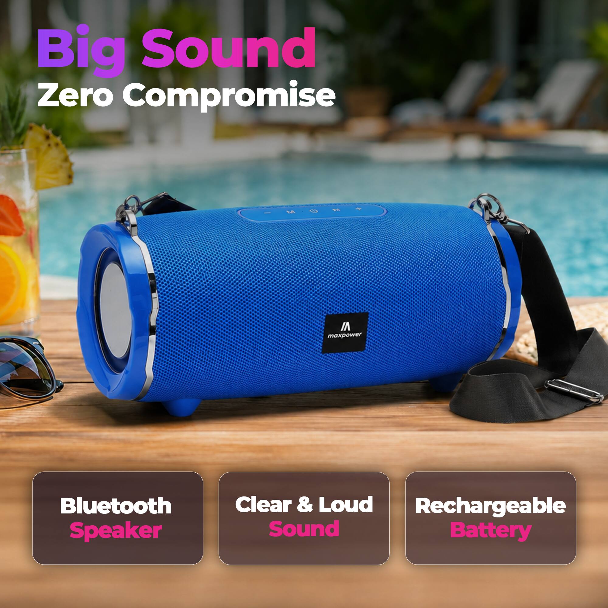 Big Sound Zero Compromise 1 - MONA Ar Cs VI maxpower Bluetooth Speaker Clear & Loud Rechargeable Sound Battery