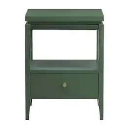FurniFact - Evening Stand with Single Drawer and Gold Hardware for Casual or Farmhouse Decor - Green