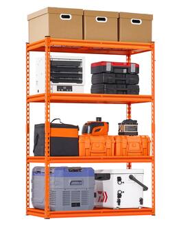 VEVOR - Storage Shelves, 2400 lbs, 4 Tier Heavy Duty Garage Shelving, 20" D x 40" W x 60" H Adjustable Metal Shelves - Orange