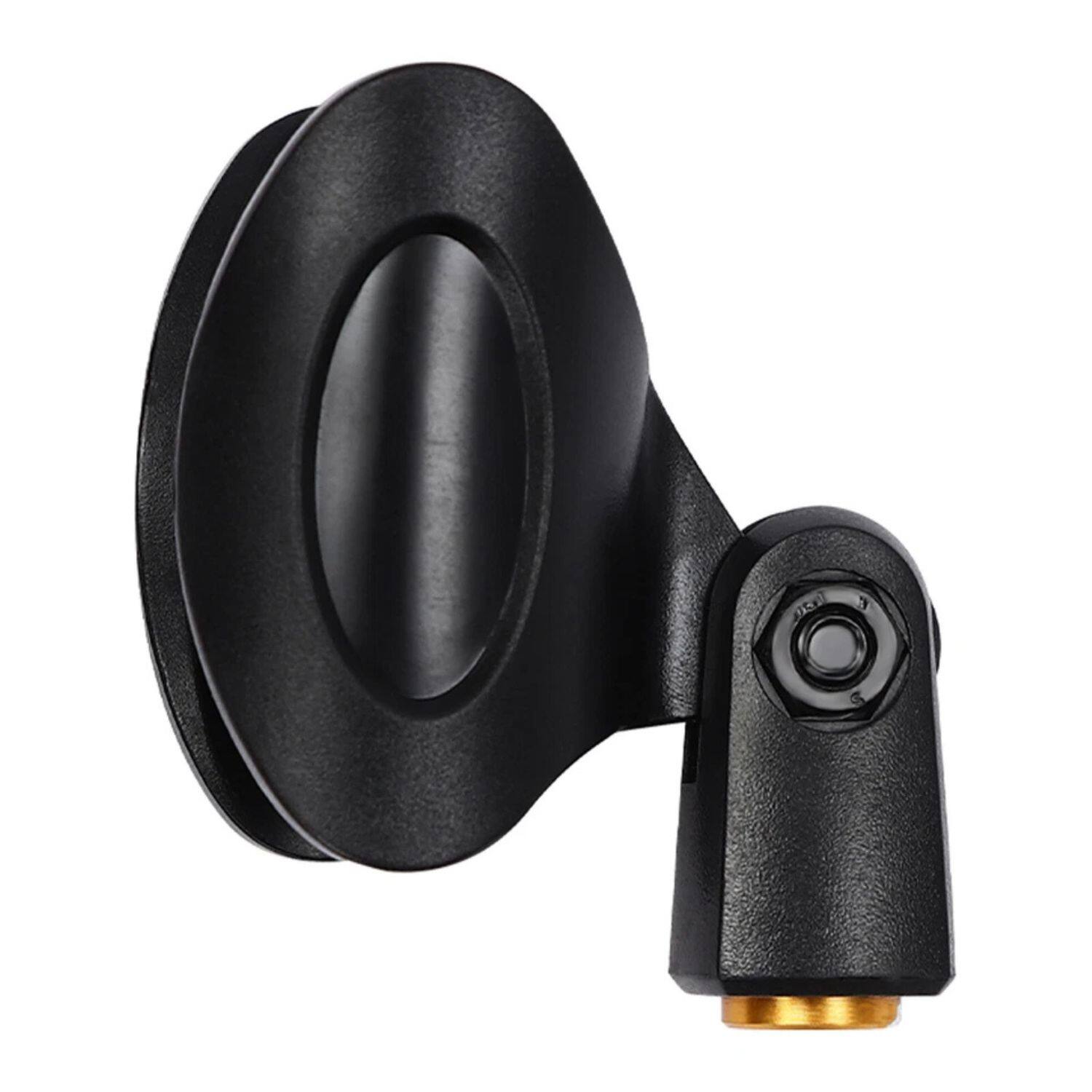 Left. Home Collection - 2-Pack Universal Microphone Clips Clamp Holders for Wired and Wireless Mic Stands – 180° Adjustable Design.