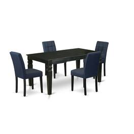 East West Furniture - 5 Piece Dining Table Set contain A Wooden Table - Black