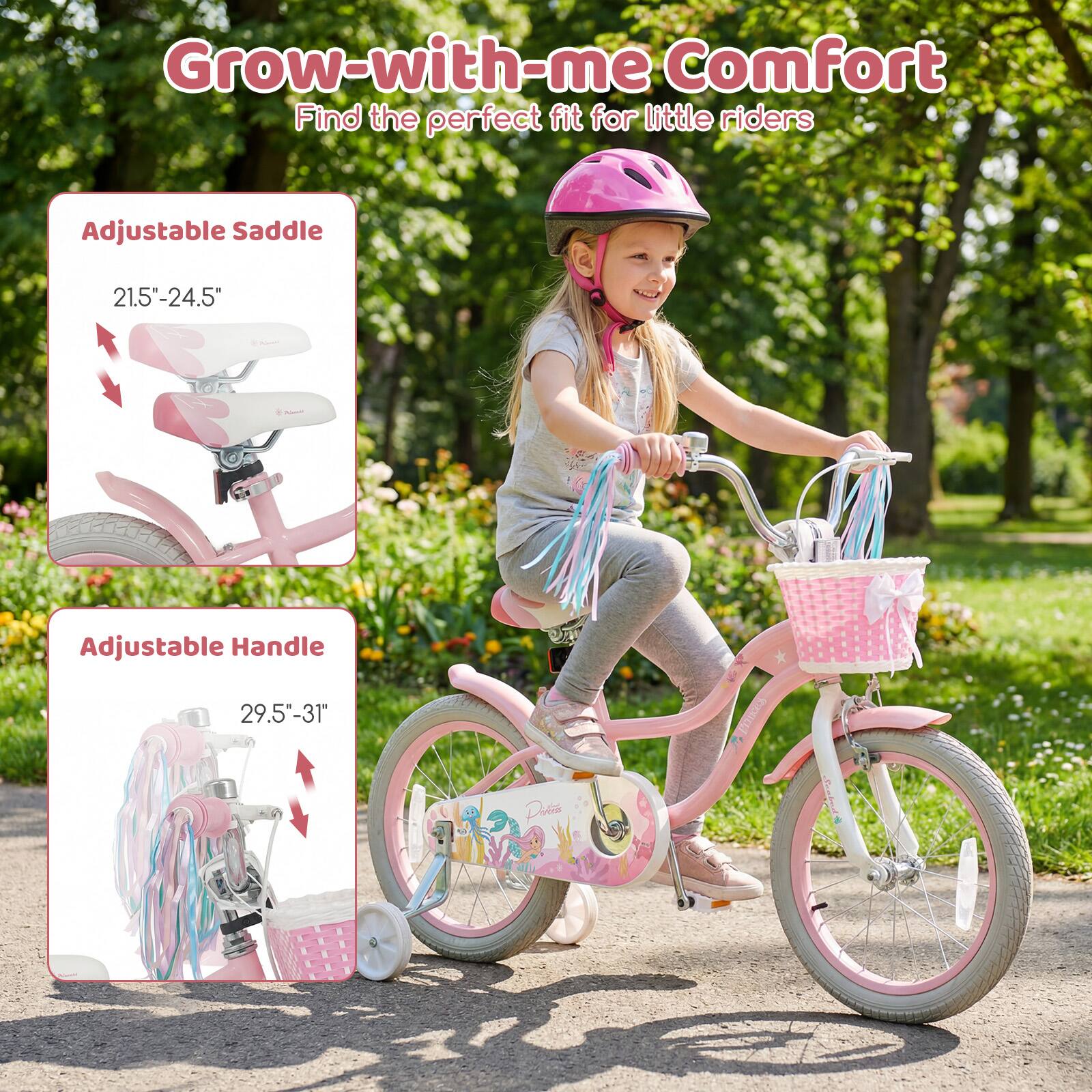Grow-with-me Comfort  
Find the perfect fit for little riders

Adjustable Saddle  
21.5"-24.5"

Adjustable Handle  
29.5"-31"