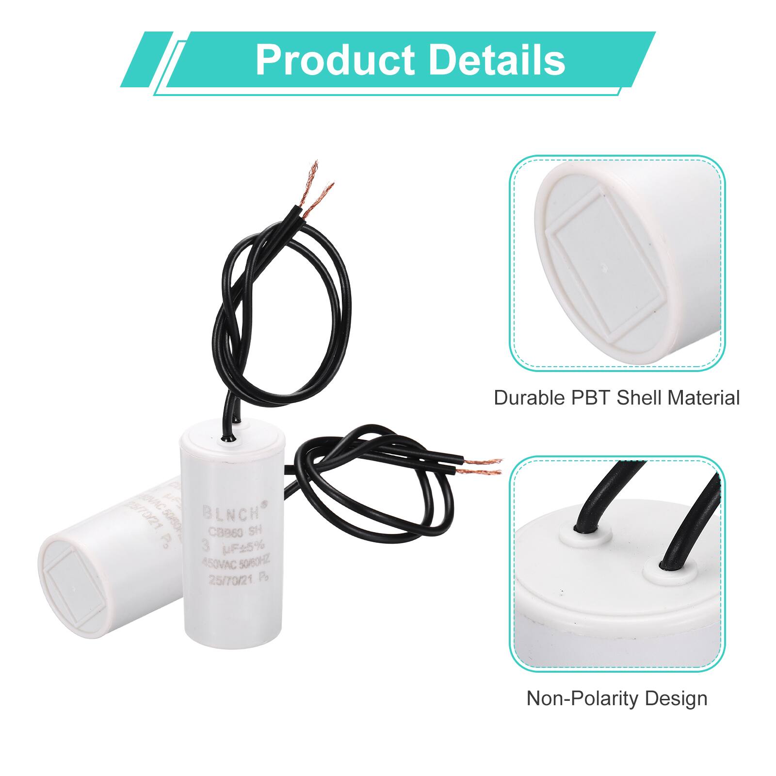 Product Details

- Durable PBT Shell Material
- Non-Polarity Design

VC w s/70/21 50P80 BLNCH C3960 SH P3 3 uF 5% 450VAC 50/60HZ 25/70/21 Ps