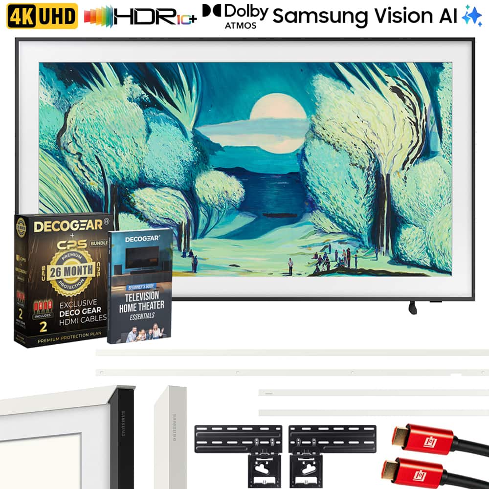 Samsung - 55" The Frame QLED 4K AI Smart TV (2025) QN55LS03FAFXZA w/ White Bezel +  26 Month Extended Protection Warranty Bundle
