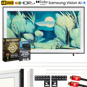 Samsung - 65" The Frame QLED 4K AI Smart TV (2025) w/ White Bezel + Protection Bundle