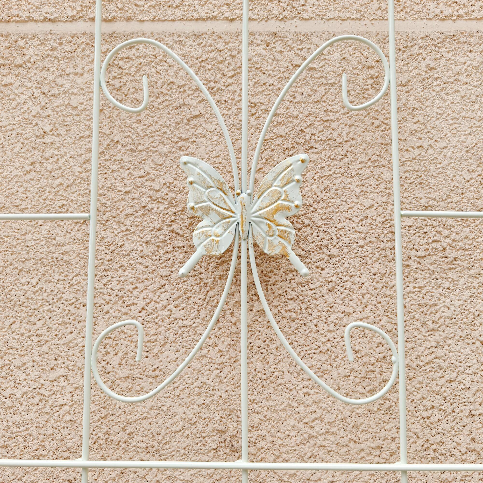 Left. Loheer - Rustproof Metal Garden Trellis 7.2 x 1.6 ft 4 Pack - Cream White.