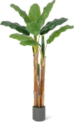 Acekool - 5 ft Artificial Banana Tree ,Large Artificial Tree Faux Plants for Home Office Outdoor Decor - Green