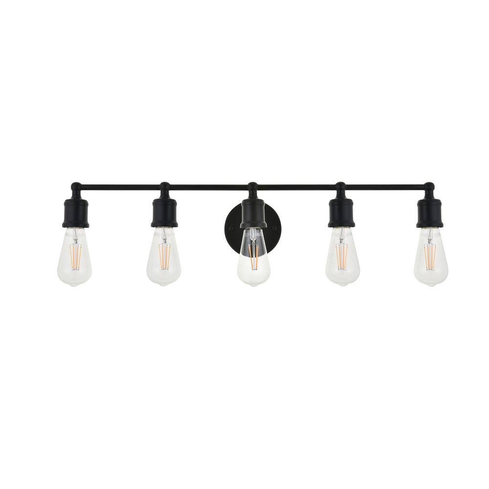 Alt View 8. Living District - Serif 5 light black Wall Sconce - Black.