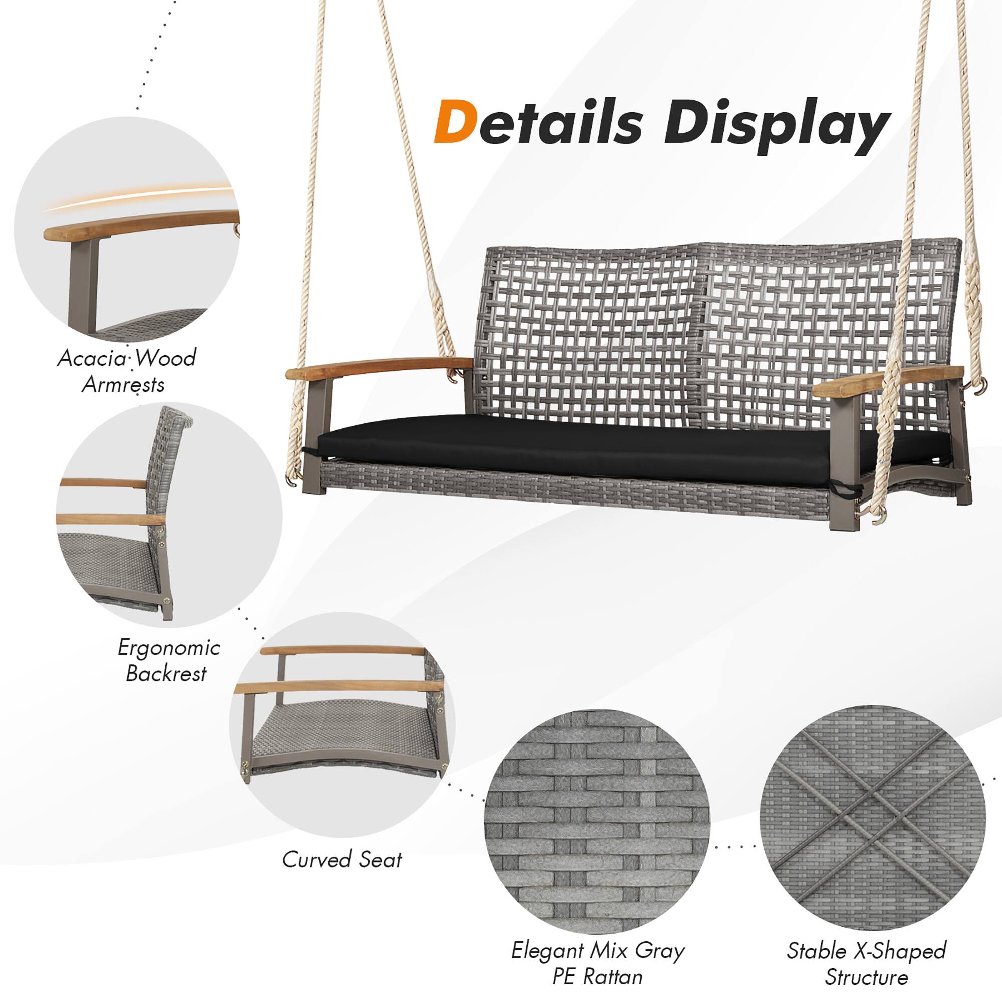 Details Display

- Acacia Wood Armrests
- Ergonomic Backrest
- Curved Seat
- Elegant Mix Gray PE Rattan
- Stable X-Shaped Structure