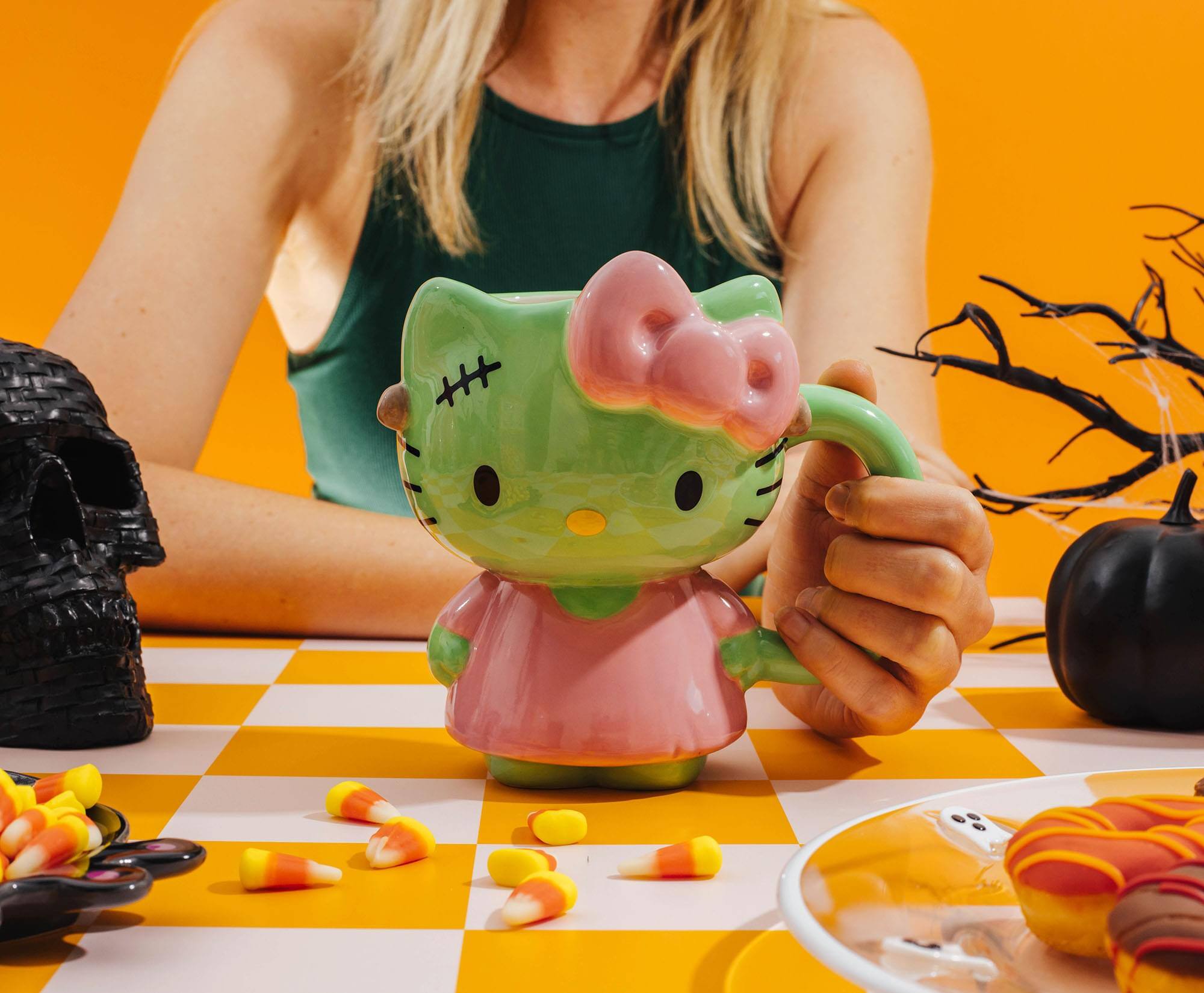 Alt View 3. Silver Buffalo - Sanrio Hello Kitty Frankenstein Pink Dress 20-Ounce Ceramic 3D Sculpted Mug - Multi-Colored.