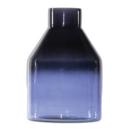 BreeBe - Soda Lime Glass Bottle Vase 7"H - Blue