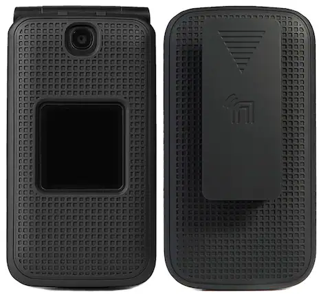 Front. Nakedcellphone - Case and Belt Clip Holster for Alcatel Go Flip V, Quickflip - Black.