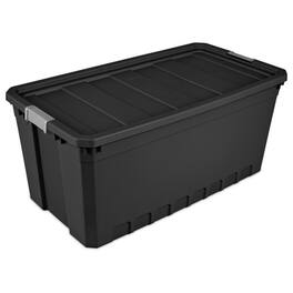 Sterilite - 50 Gal Rugged Industrial Stackable Storage Tote w/ Lid, Black, 6 Pack