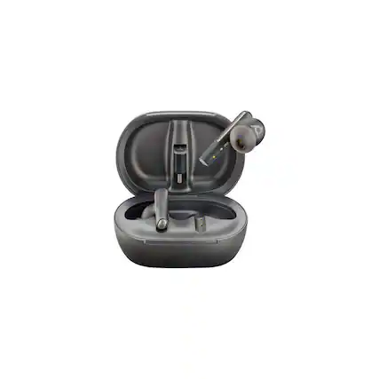 Front. HP - HP Poly Voyager Free 60+ UC True Wireless Active Noise Canceling Earbuds, Zoom Certified, Carbon Black - Black.