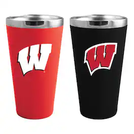 The Memory Company - Wisconsin Badgers Team Color 2-Pack 16oz. Pint Glass Set - Multicolor